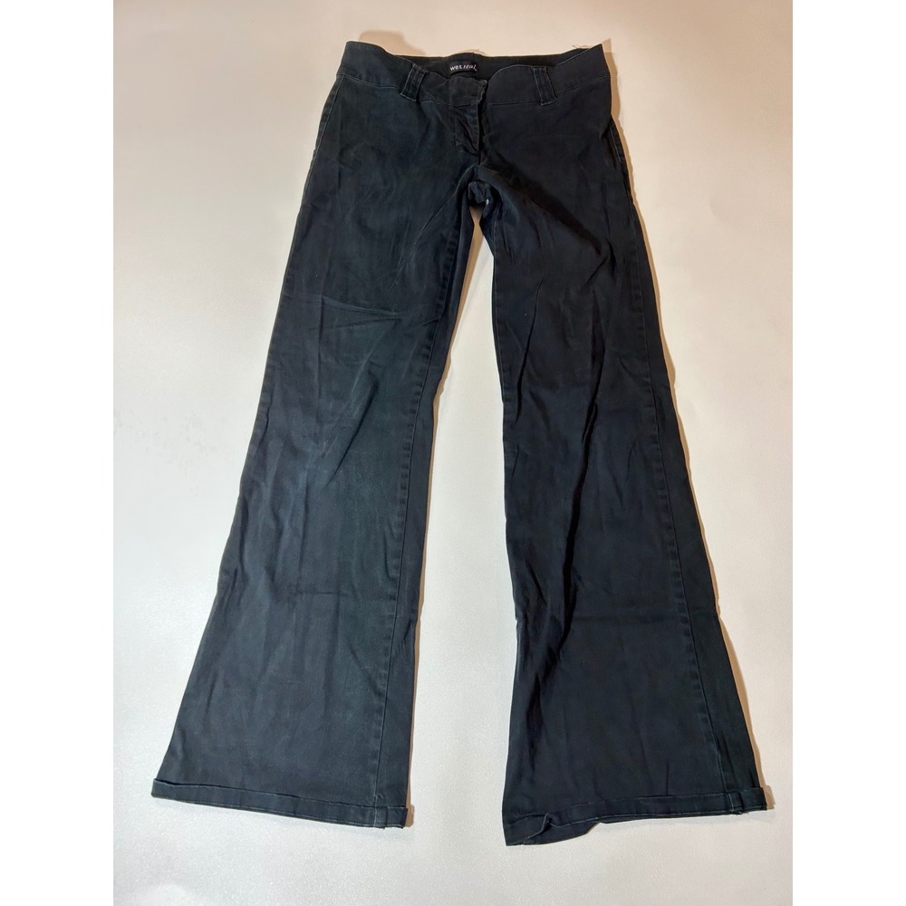 Wet Seal Flare Pants Womens 3 Black Excellent Y2K Low Rise Cargo Pocket Wide Leg